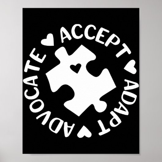 Poster Accepter Adapt Advocate Puzzle Pièce Autisme Lauré (Devant)