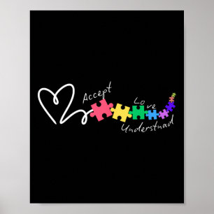 Poster Accepter Amour Comprendre l'Autisme Soutien Drôle