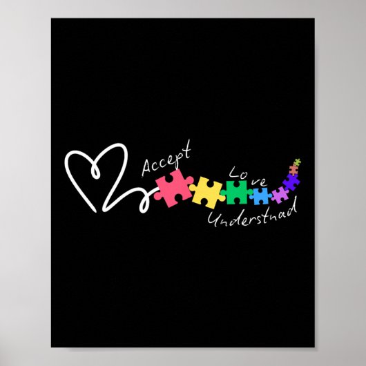 Poster Accepter Amour Comprendre l'Autisme Soutien Drôle (Devant)