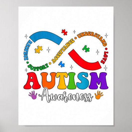 Poster Accepter Comprendre Amour Coeur Infinité Autisme A (Devant)