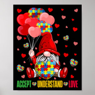 Poster Accepter Comprendre Amour Puzzle Autisme Cœur Gnom