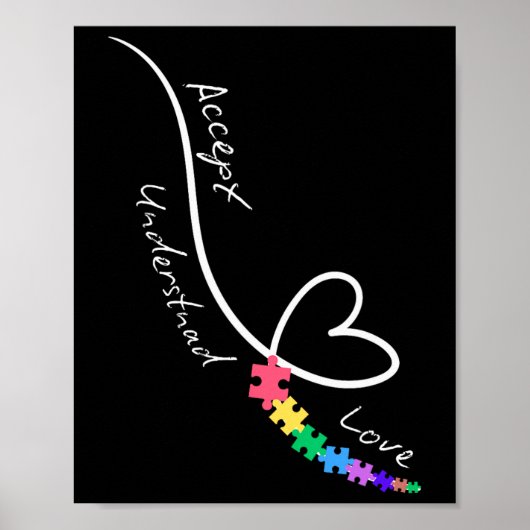 Poster Accepter l'amour comprendre l'autisme soutenir l'a (Devant)