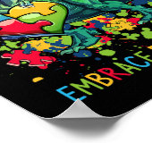 Poster Accepter les différences Autisme Dinosaure T-rex P (Coin)