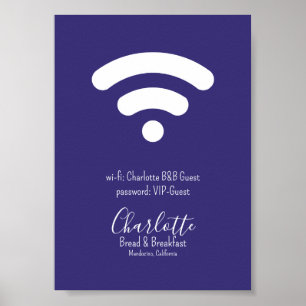 Poster Accès Wi-Fi Moderne Simple Violet Blanc