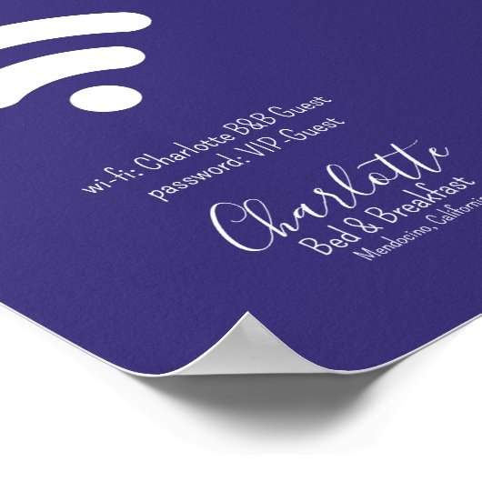 Poster Accès Wi-Fi Moderne Simple Violet Blanc (Coin)