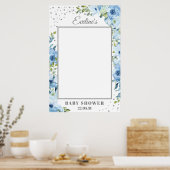 Poster Accessoire de photo de baby shower argent floral b (Cuisine)