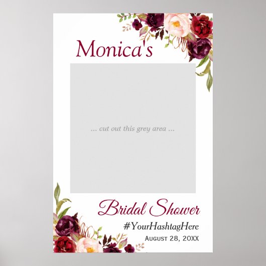 Poster Accessoire de photo de mariage floral rose Bourgog (Devant)