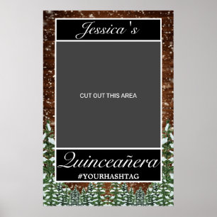 Poster Accessoire de photo Quinceañera en bois enneigé et