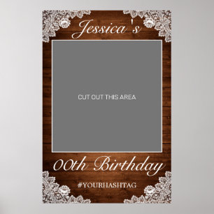 Poster Accessoire de photo Rustique Bois & Dentelle Blanc