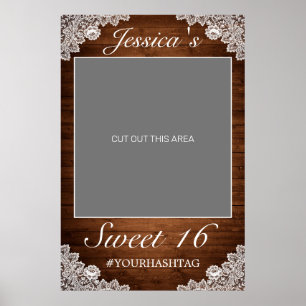 Poster Accessoire de photo Rustique Bois & Dentelle Blanc