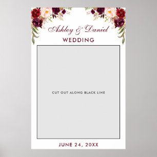 Poster Accessoire de photomaton de mariage bordeaux