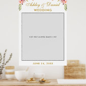 Poster Accessoire de photomaton de mariage | Fleurs roses (Cuisine)