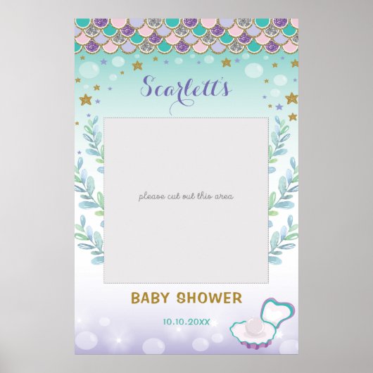 Poster Accessoire de photomaton pour Baby Shower Mermaid (Devant)