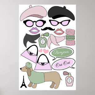 Poster Accessoires de photomaton pour anniversaire sur le
