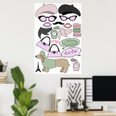 Poster Accessoires de photomaton pour anniversaire sur le (Bureau à domicile)