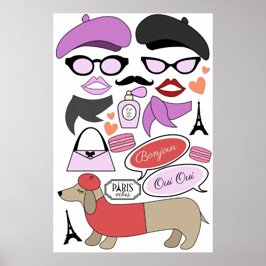 Poster Accessoires de photomaton pour une soirée sur le t (Devant)