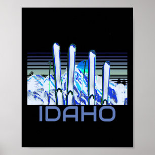 Poster Accessoires de ski de l'Idaho Retro Ski de l'Idaho