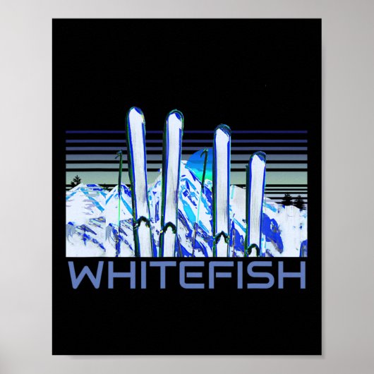 Poster Accessoires de ski Whitefish Rétro Ski Whitefish (Devant)