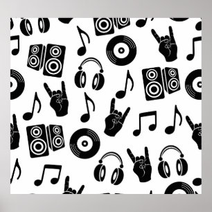 Poster Accessoires musicaux : Motif Vintage monochrome.