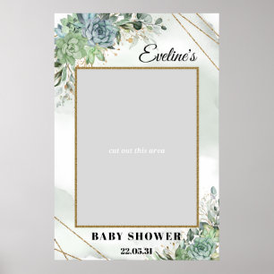 Poster Accessoires photo pour baby shower avec eucalyptus