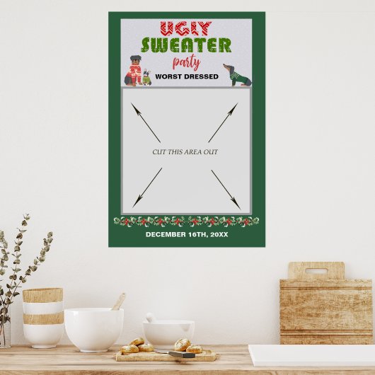 Poster Accessoires pour Photobooth de Fête de Pull Ugly S (Cuisine)