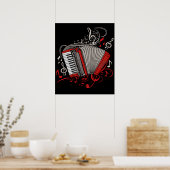 Poster Accordéon Player Venin Men Folk Music Accordion (Cuisine)