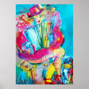 POSTER ACCORDION PLAYER DANS LA NUIT