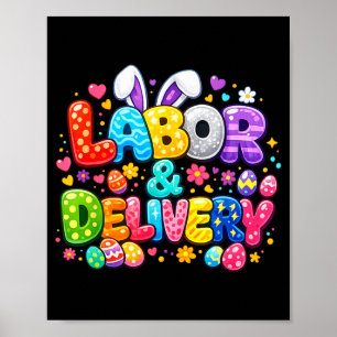 Poster Accouchement Pâques Lapin Mignon Oeuf Infirmière
