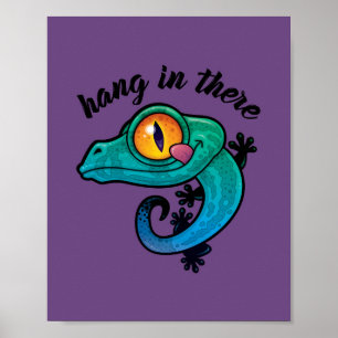 Poster Accrochez-Vous Là Gecko Coloré