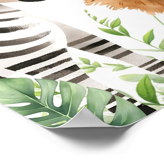 Poster Accueil Baby shower Animaux Safari mignons (Coin)