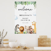Poster Accueil Baby shower Animaux Safari mignons (Cuisine)