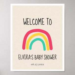 Poster Accueil Baby shower arc-en-ciel moderne