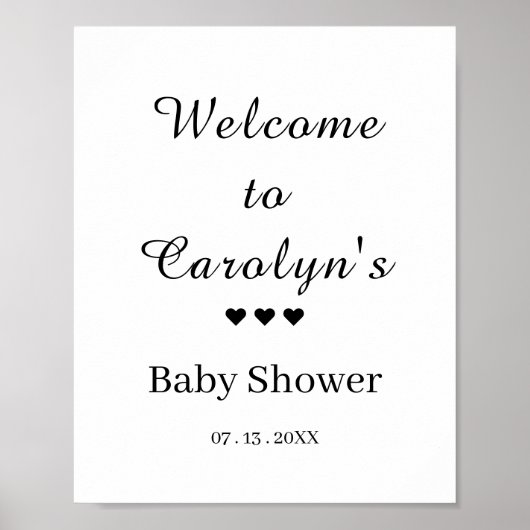 Poster Accueil Baby shower blanc (Devant)