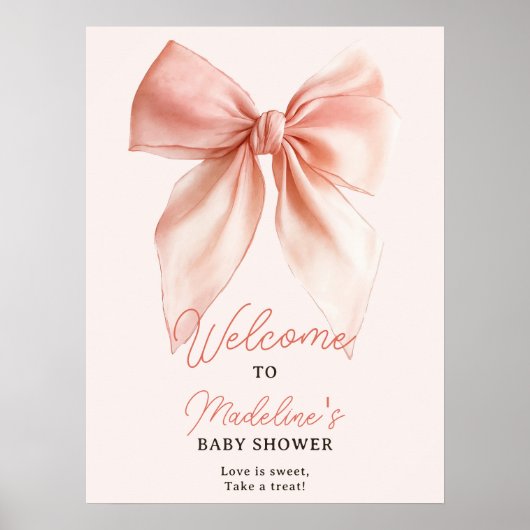 Poster Accueil Baby shower Bow Coquette Coquette Bleu (Devant)