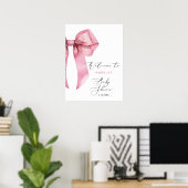 Poster Accueil Baby shower Bow rose (Bureau à domicile)