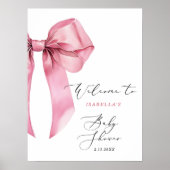 Poster Accueil Baby shower Bow rose (Devant)