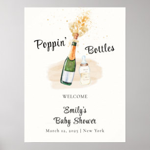 Poster Accueil Baby shower Champagne de Bouteille Poppin