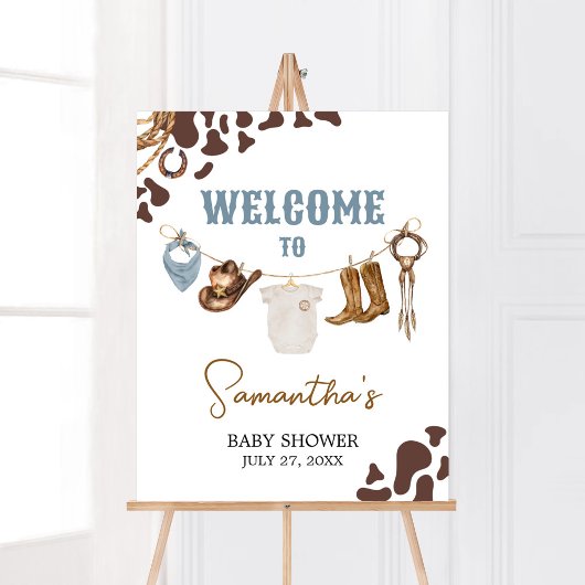 Poster Accueil Baby shower Cowboy