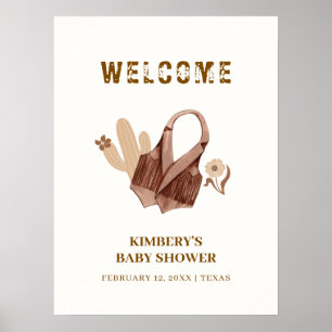 Poster Accueil Baby Shower Cowgirl Bohème Neutre Cactus