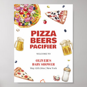 Poster Accueil Baby shower de la bière Mama Mia Pizza