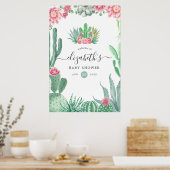 Poster Accueil Baby shower de l'aquarelle Succulents (Cuisine)