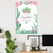 Poster Accueil Baby shower de l'aquarelle Succulents (Bureau à domicile)