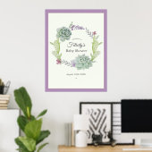 Poster Accueil Baby shower de l'aquarelle Succulents (Bureau à domicile)