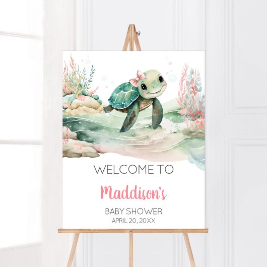 Poster Accueil Baby shower de tortue de mer