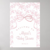 Poster Accueil Baby shower en toile et poitrine rose pâle (Devant)