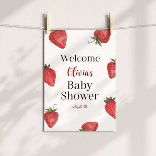 Poster Accueil Baby shower fraise