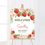 Poster Accueil Baby shower fraise<br><div class="desc">Faites de votre événement spécial avec ce Baby shower Berry Sweet avec notre jolie Affiche de bienvenue imprimable mignonne avec le thème adorable du Baby shower de fille. Téléchargez, personnalisez et créez des souvenirs durables avec cette touche parfaite pour votre fête joyeuse ! BS729</div>