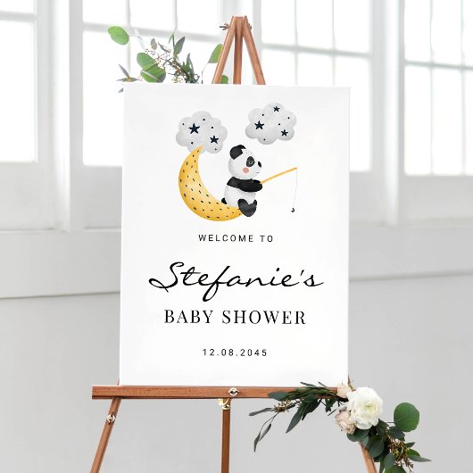 Poster Accueil Baby shower Panda Aquarelle Cute