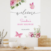 Poster Accueil Baby shower papillon aquarelle (Cuisine)