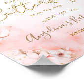 Poster Accueil Baby shower papillon rose (Coin)